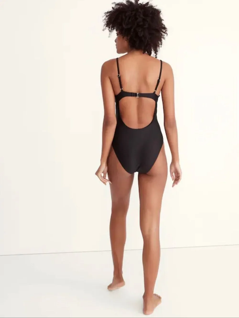 Madewell Second Wave Seamed One-Piece Swimsuit in Black Size L